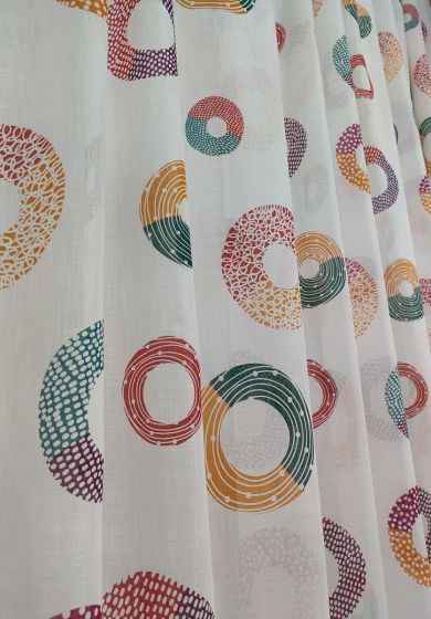 tenda a metro in bouclè effetto lino orsetto 10 Tenda a Metro in Bouclè Effetto Lino cerchi Rosso Arancio