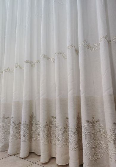 tenda a metro in pizzo 10 Tenda a Metro in Bouclè Effetto Lino Tortora