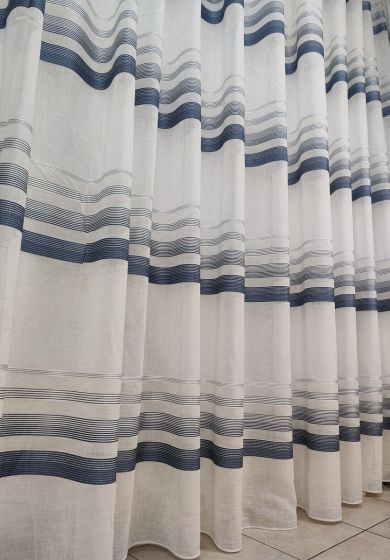 tenda a metro in devorè rosa 11 Tenda a Metro in Bouclè Effetto Lino Blu