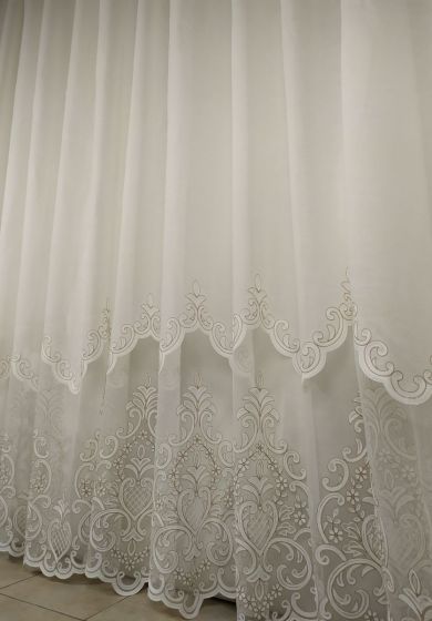 tenda a metro in devorè base piombata altezza 3 metri beige 8 Tenda a Metro in Bouclè Effetto Lino Balza Tulle