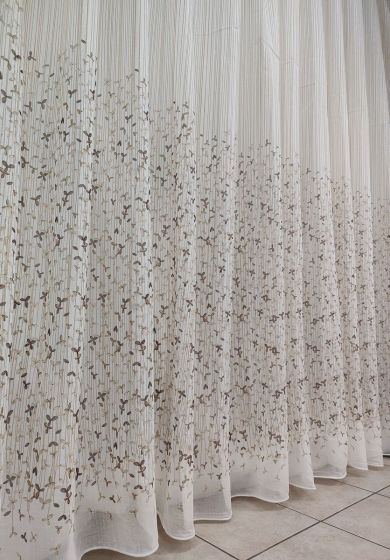 Tenda a Metro effetto lino Fiorellini Tortora