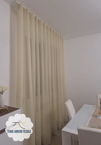 tenda a metro in bouclè unito naturale h 325 cm 8 Tenda a Metro in Bouclè base Piombata Altezza 3 Metri Beige