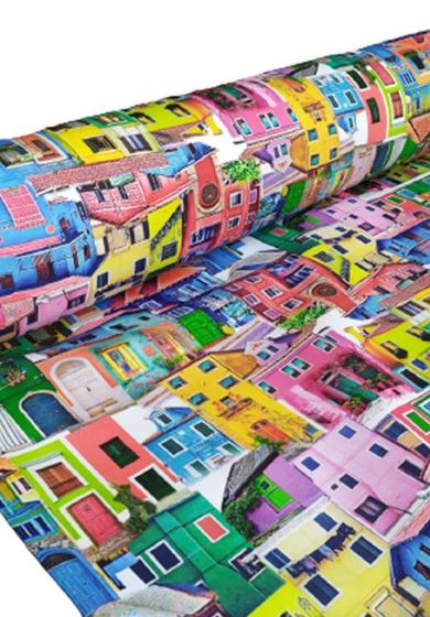 Tessuto in Cotone Pesante con Stampa Digitale Altezza 280 cm