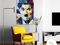 Living room with Poster Mockup Charlie Chaplin risultato 57e2fc3c