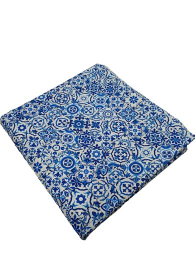 Tappezzeria in Cotone Stampato 280 cm x 280 cm Maiolica Piccola Blu