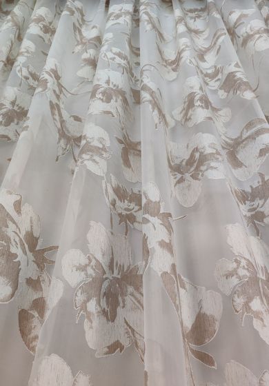 tenda a metro in bouclè effetto lino blu h315 9 Tenda a Metro in Devorè Fiore Beige