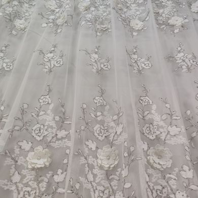 Tenda a Metro in Tulle con Base Orlata Altezza 3 Metri Argento