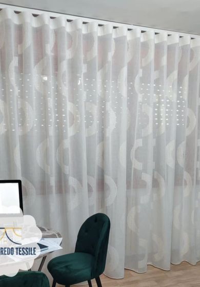 tenda a metro in georgette grigio 12 Tenda a Metro in Bouclè Effetto Lino Ciniglia Bianco