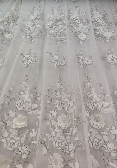 Tenda a Metro in Tulle con Base Orlata Altezza 3 Metri Argento