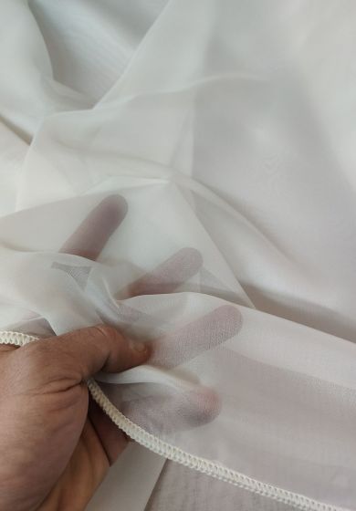 tenda a metro in bouclè effetto lino bianco 3 Tenda a Metro in Organza con Base Piombata Altezza 3 Metri Panna