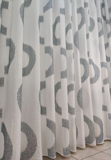 tenda a metro in georgette grigio 11 Tenda a Metro in Bouclè Effetto Lino Ciniglia Blu