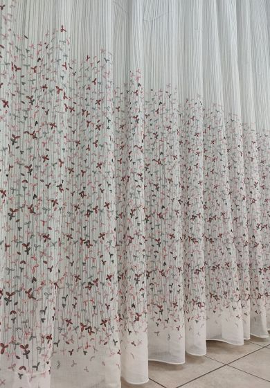 Tenda a Metro effetto lino Fiorellini rossi