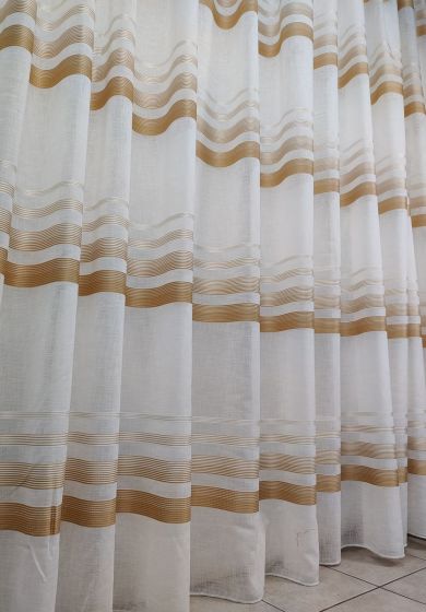 tenda a metro in devorè base piombata tortora 6 Tenda a Metro in Bouclè Effetto Lino Arancio