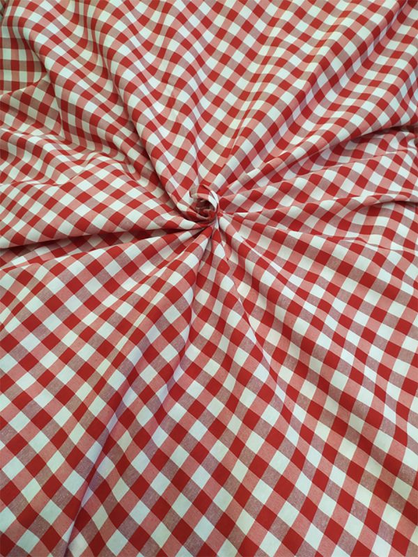 Tappezzeria in Cotone Stampato 280 cm x 280 cm Rosso Quadretti - immagine 2