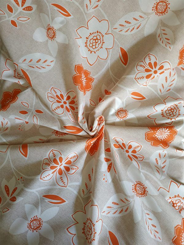 Tappezzeria in Cotone Stampato 280 cm x 280 cm Fiore Arancione - immagine 2