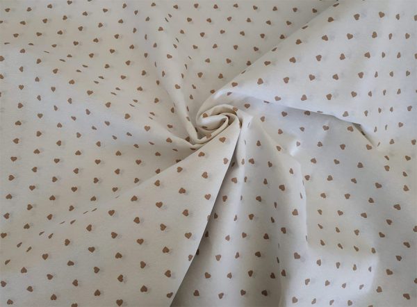 Tappezzeria in Cotone Stampato 280 cm x 280 cm Cuoricini Tortora Beige - immagine 2