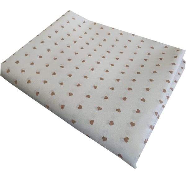 Tappezzeria in Cotone Stampato 280 cm x 280 cm Cuoricini Tortora Beige