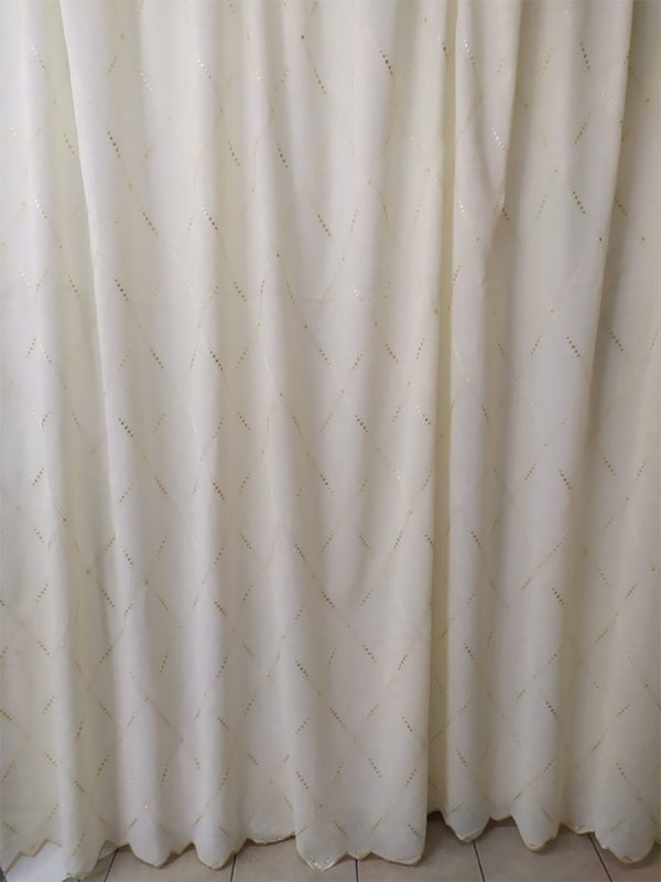 Tenda a Metro Effetto Misto Lino con Base Piombata Altezza 3 Metri Panna Beige - immagine 6