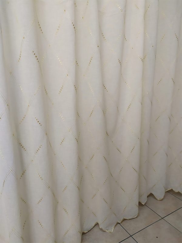Tenda a Metro Effetto Misto Lino con Base Piombata Altezza 3 Metri Panna Beige - immagine 7