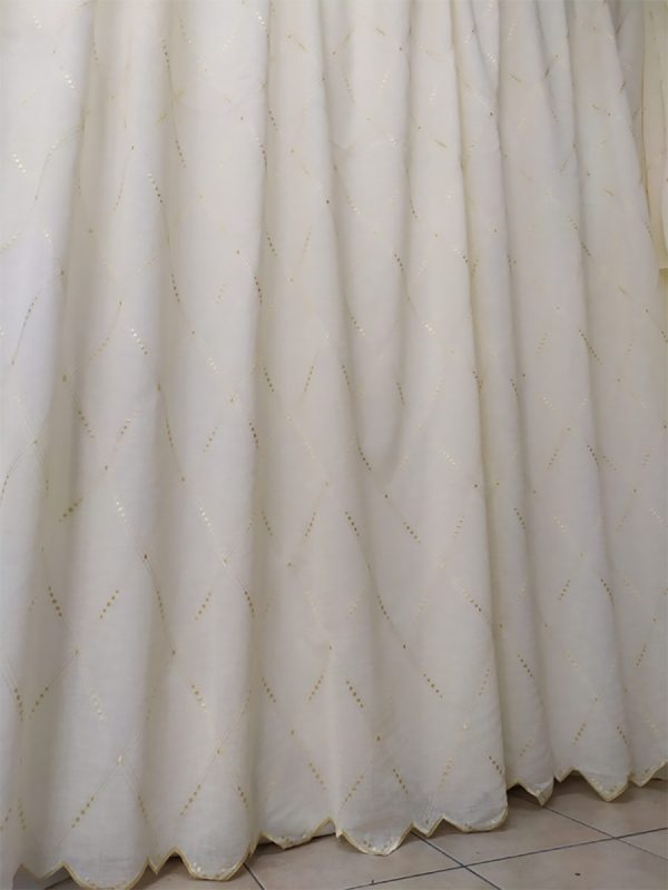 Tenda a Metro Effetto Misto Lino con Base Piombata Altezza 3 Metri Panna Beige - immagine 8