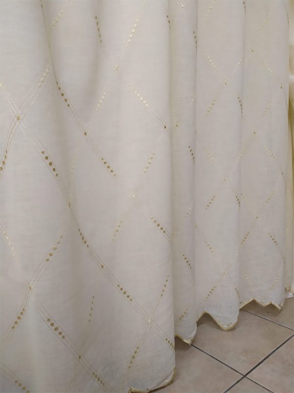 Tenda a Metro Effetto Misto Lino con Base Piombata Altezza 3 Metri Panna Beige - immagine 9