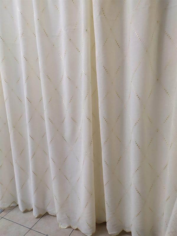 Tenda a Metro Effetto Misto Lino con Base Piombata Altezza 3 Metri Panna Beige - immagine 5