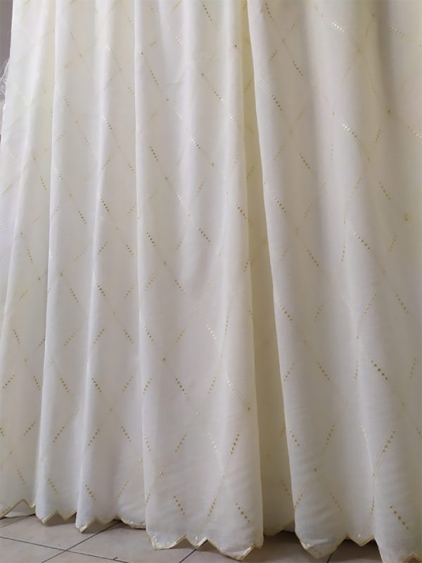 Tenda a Metro Effetto Misto Lino con Base Piombata Altezza 3 Metri Panna Beige - immagine 4