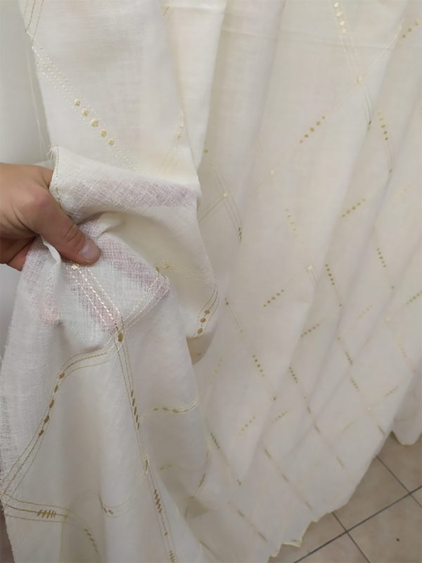 Tenda a Metro Effetto Misto Lino con Base Piombata Altezza 3 Metri Panna Beige - immagine 3