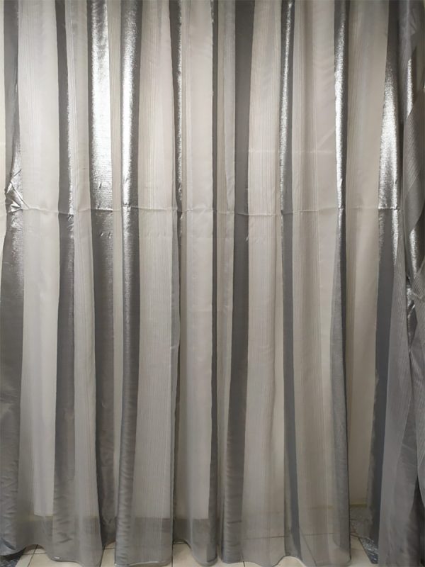Tenda a Metro in Organza con Base Orlata Piombata 3 Metri Grigio - immagine 9