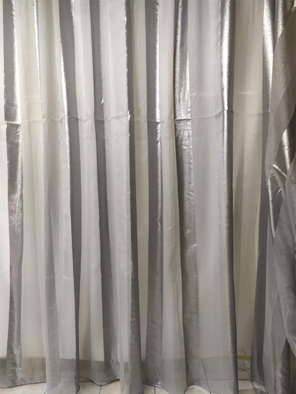 Tenda a Metro in Organza con Base Orlata Piombata 3 Metri Grigio - immagine 2