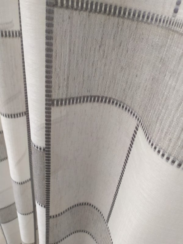 Tenda a Metro in Bouclè Effetto Lino con Base Piombata Altezza 3 Metri Grigia Panna - immagine 4