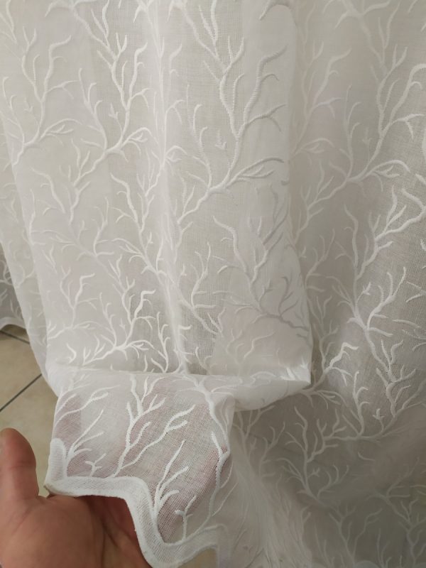 Tenda a Metro in Bouclè Effetto Lino con Base Piombata Altezza 3 M. Bianco - immagine 3