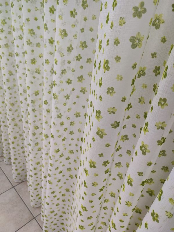 Tenda a Metro in Bouclè Effetto Lino Verde fiorellini - immagine 6