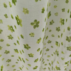 Tenda a Metro in Bouclè Effetto Lino Verde fiorellini