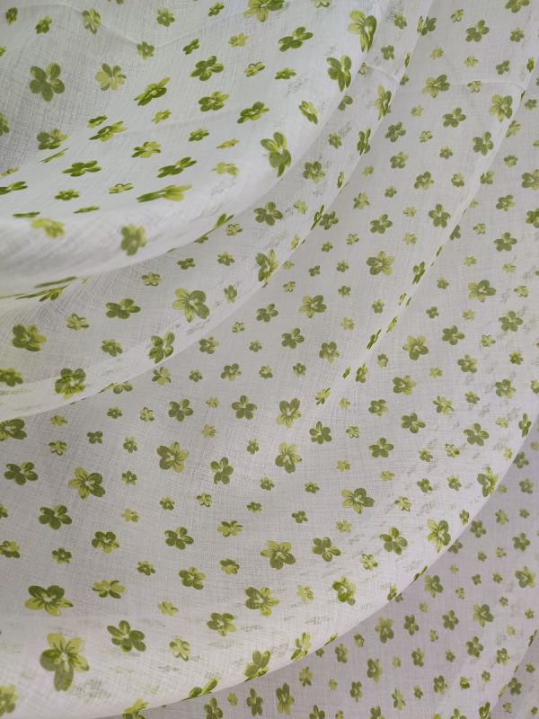 Tenda a Metro in Bouclè Effetto Lino Verde fiorellini - immagine 13