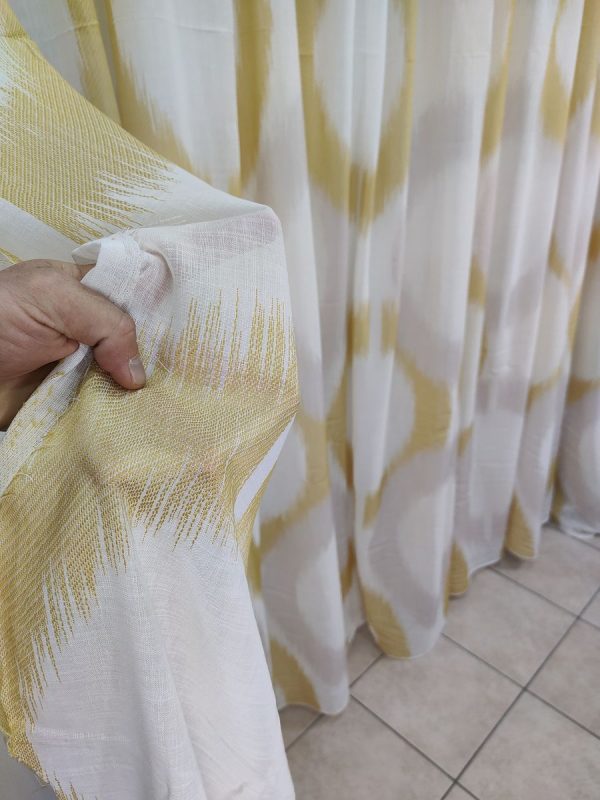 Tenda a Metro in Bouclè Effetto Lino Giallo - immagine 2