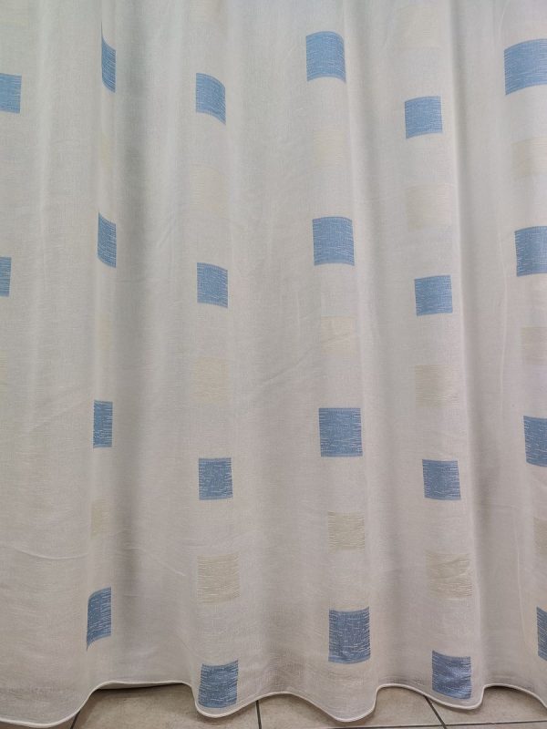 Tenda a Metro in Bouclè Effetto Lino Blu