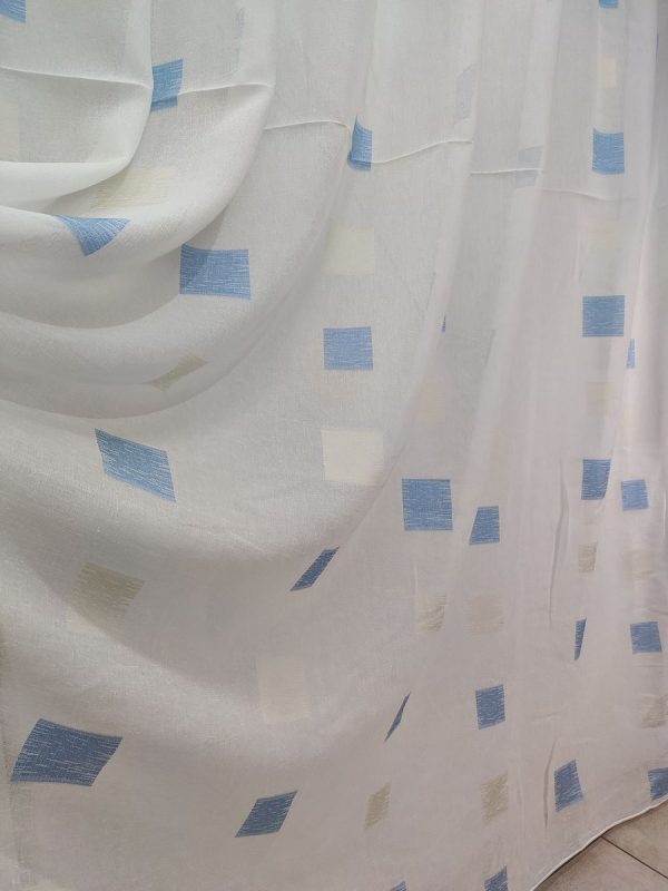 Tenda a Metro in Bouclè Effetto Lino Blu - immagine 10