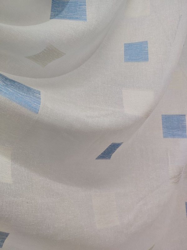 Tenda a Metro in Bouclè Effetto Lino Blu - immagine 9