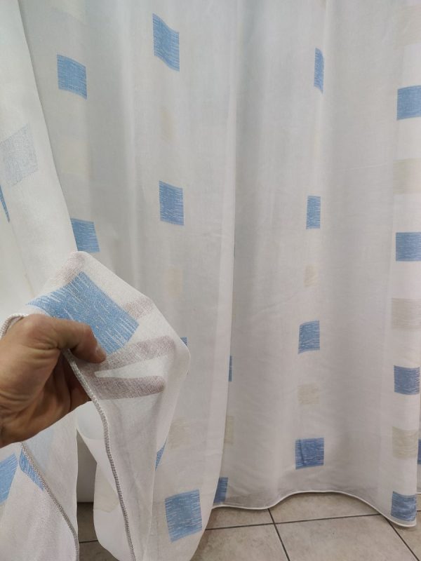 Tenda a Metro in Bouclè Effetto Lino Blu - immagine 7