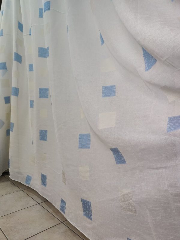 Tenda a Metro in Bouclè Effetto Lino Blu - immagine 5