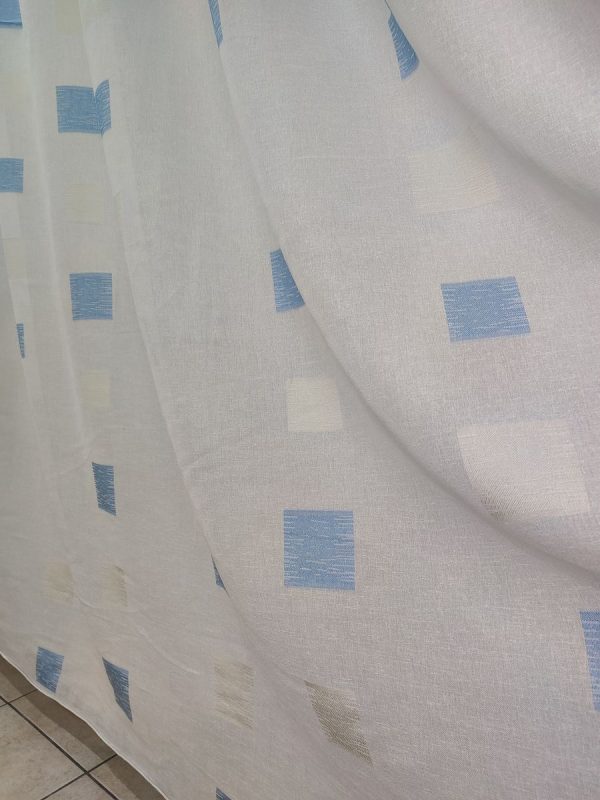 Tenda a Metro in Bouclè Effetto Lino Blu - immagine 4