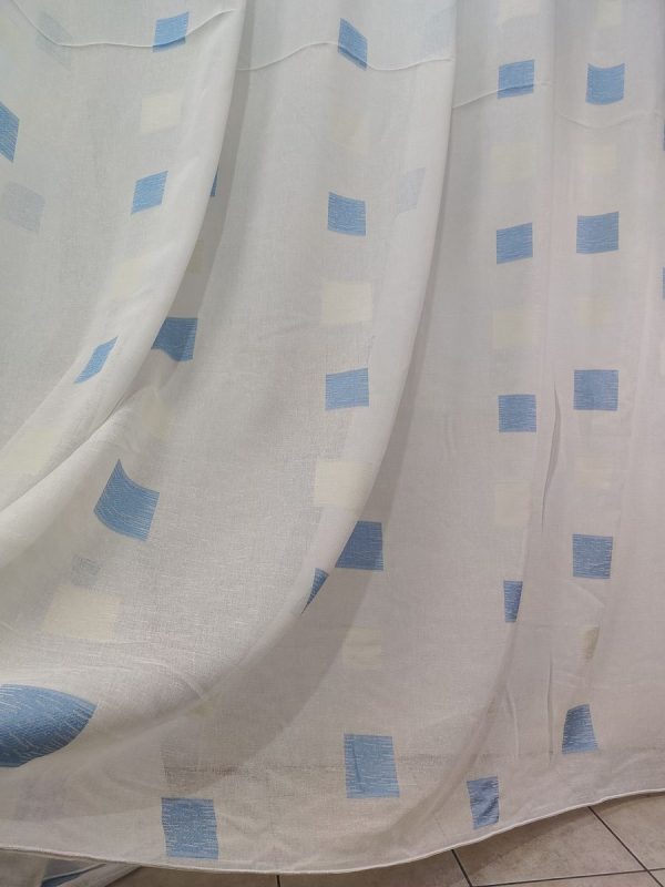 Tenda a Metro in Bouclè Effetto Lino Blu - immagine 3