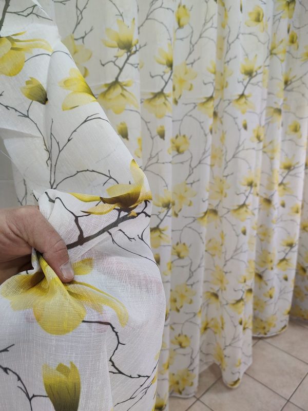 Tenda a Metro in Bouclè Effetto Lino Giallo - immagine 4