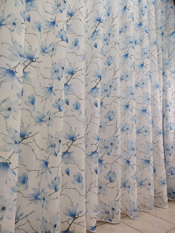 Tenda a Metro in Bouclè Effetto Lino Azzurro