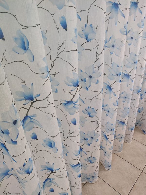 Tenda a Metro in Bouclè Effetto Lino Azzurro - immagine 17