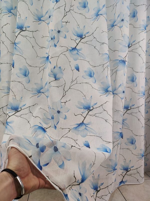 Tenda a Metro in Bouclè Effetto Lino Azzurro - immagine 6