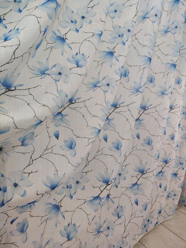 Tenda a Metro in Bouclè Effetto Lino Azzurro - immagine 3