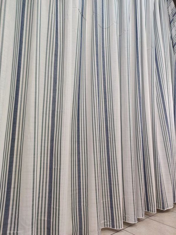 Tenda a Metro in Bouclè Effetto Lino Blu - immagine 14