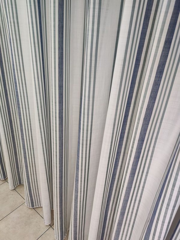 Tenda a Metro in Bouclè Effetto Lino Blu - immagine 8